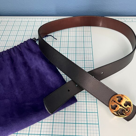 Tory Burch Black Leather Belt with Silver Buckle - Picture 8 of 9